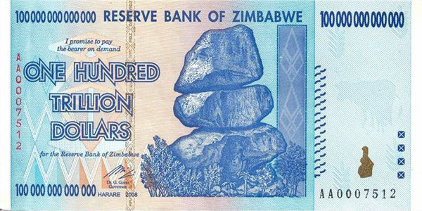 100 Trillion Zimbabwe Notes