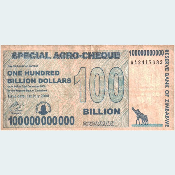 100 Billion Zimbabwe Agro Cheque CIRCULATED (CIRC)