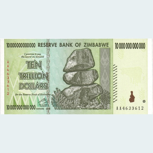 10 Trillion  Zimbabwe Dollar Note 1 Note (VG Condition)